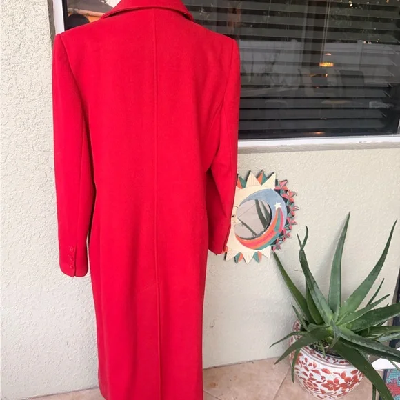 Marvin Richards Vibrant Scarlet Red Long Wool Coat Jacket - Picture 5 of 11